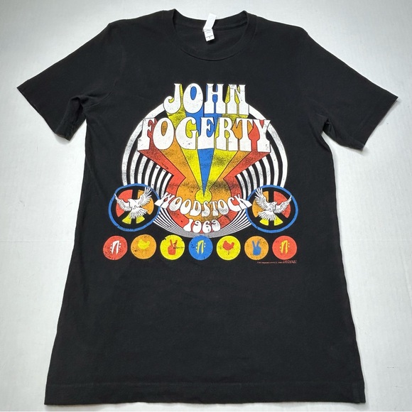 Bella Canvas Tops - Bella Canvas John Fogerty Woodstock 1969 Small Black Short Sleeve T-shirt